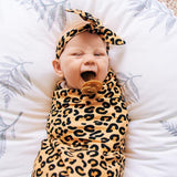 PEACH LEOPARD PRINT TOP KNOT HEADBAND
