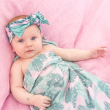 PINK PALM PRINT BOW KNOT HEADBAND