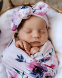 Floral Kiss Baby Jersey Wrap & Topknot Set
