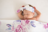 Lilac Skies Baby Jersey Wrap & Topknot Set