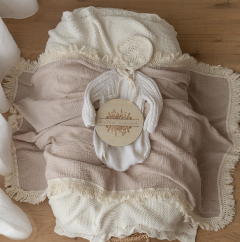 Mushroom Swaddle with Natural Fringe