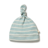 Pistachio/ Ecru Organic Stripe Rib Knot Hat SS21