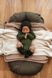 Olive Merino Wool Bonnet & Booties