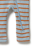 Anchor Blue/ Rust Organic Stripe Rib Zipsuit SS21