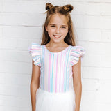 Sorbet Stripe Double Frill Leotard