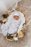 Silver Gum | Baby Jersey Wrap & Beanie Set