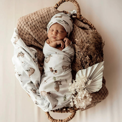 Fox | Baby Jersey Wrap & Beanie Set