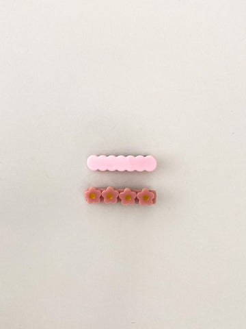 Vintage Flower Clips- Pink